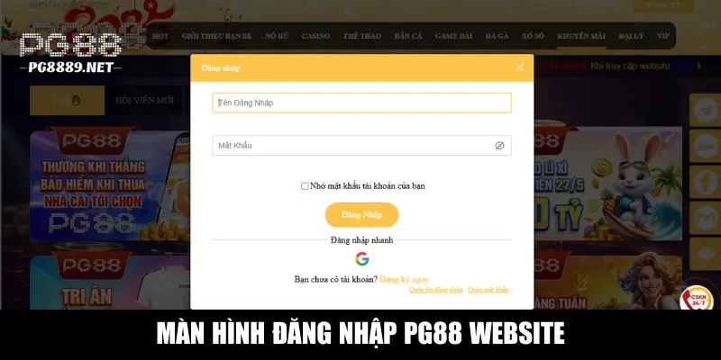 Thông tin mà người chơi cần nhập khi vào bằng web